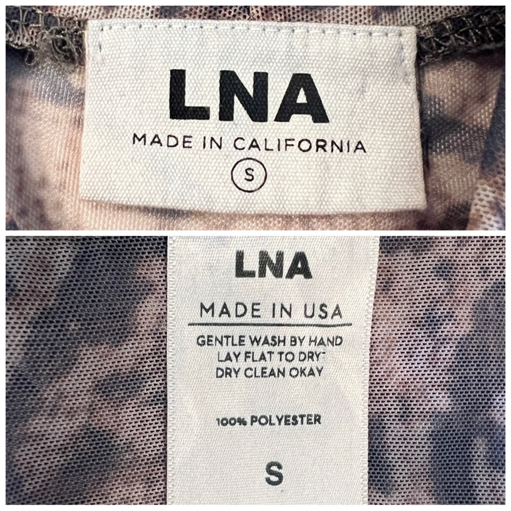 ✖️SOLD✖️•LNA• Snake Mesh High Neck Short Sleeve Cropped Semi Sheer Fitted Tee - Picture 9 of 11